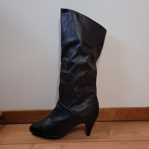 Kinney, Black leather heeled boots - Picture 7 of 16